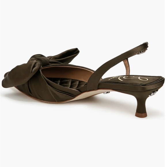 Sam Edelman Treena Bow Plissé Pointed Toe Kitten Heel Sandal - Picture 10 of 16